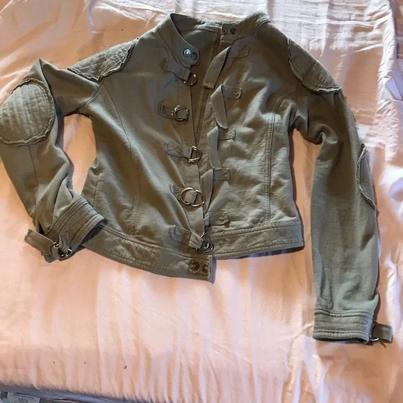 RETRO RAG DOLL CROP JACKET 80s cotton patches S - Picture 1 of 6